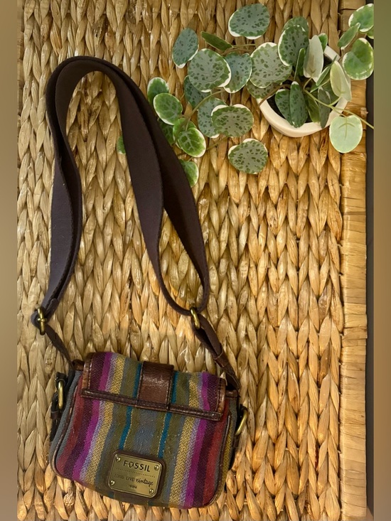 Fossil Handbags - Fossil Striped Multicolor Crossbody Bag with Leather Trim